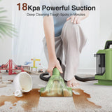 Carpet Cleaner Machine, Portable Carpet & Upholstery Spot Cleaner, 18 Kpa Powerful Suction Pet Stain Remover, 500W Cleaning Machines with Versatile Tools for Couches and Car Seats, Green, W05