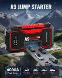 VACASSO Jump Starter 4000A, A9 Battery Jumper Starter Portable (7L Gas/4L Diesel), 12V Car Battery Booster Jump Starters Pack, Jumpstart with USB Ports, Jumper Cables, LED Light, Storage Case