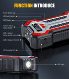 Vacasso Car Jump Starter, 5000A Car Battery Jump Starter for Up to 10L Gas and 8L Diesel Engines, 12V Portable Jumper Starter Power Pack with Booster Car Starter Jump Box , LED Light, Jumper Cable